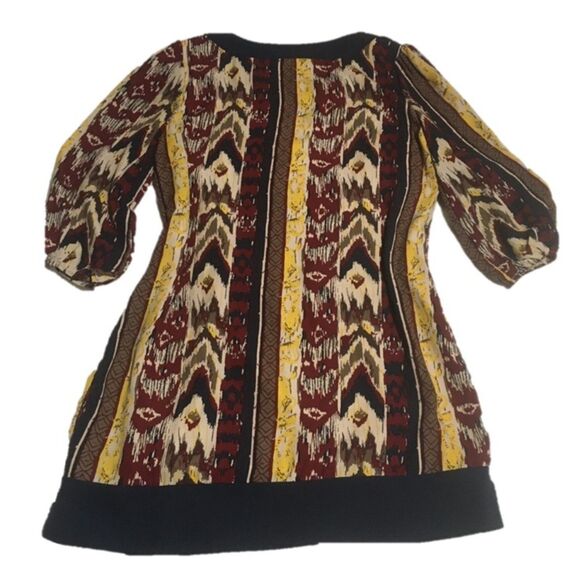 Pink Owl dress Womens Medium Brown mix print shift lined Abstract Graphic - Picture 2 of 7